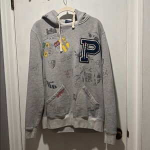 POLO RALPH LAUREN Letterman patch Ivy League hooded sweatshirt